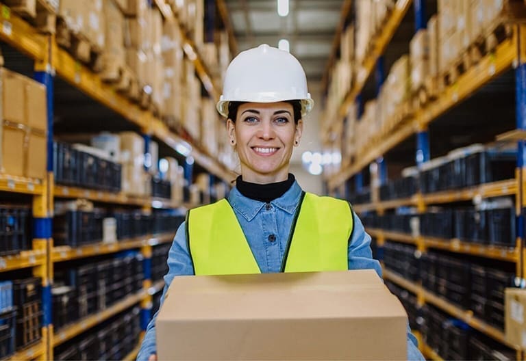 A happy warehouse worker